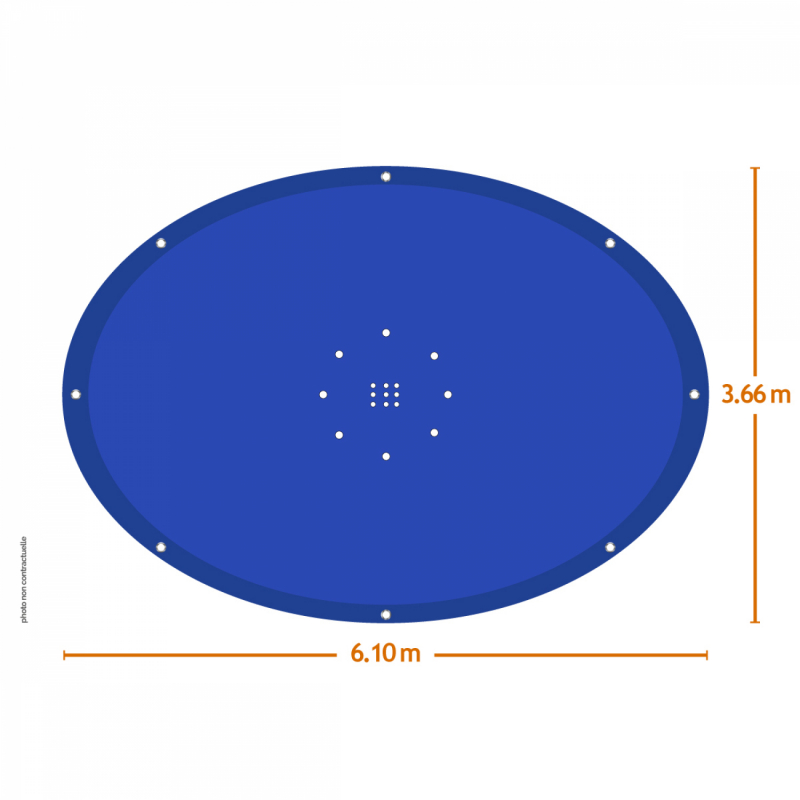 Bâche de protection pour piscine - Ovale - 3,66 x 6,10 m - Bleu et gris