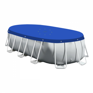 Bâche de protection pour piscine - Ovale - 3,66 x 6,10 m - Bleu et gris