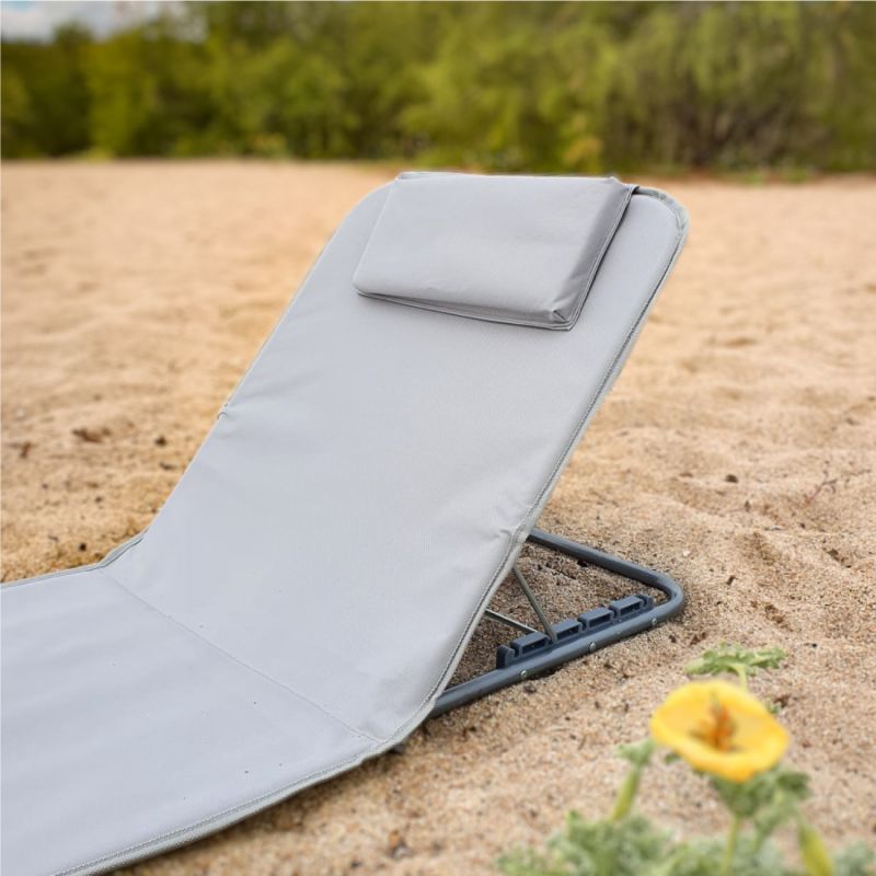 Tapis de plage avec dossier - Gris