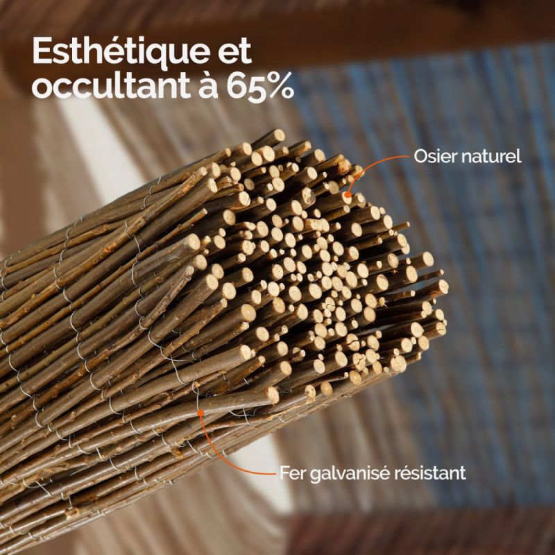 Canisse osier naturel 1,5mX3m - Idéal comme brise vue