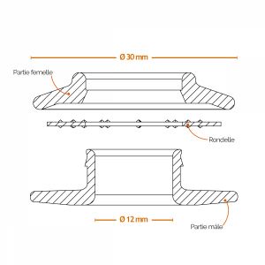 Lot de 10 oeillets à clipser pour bâche - Plastique - Transparent