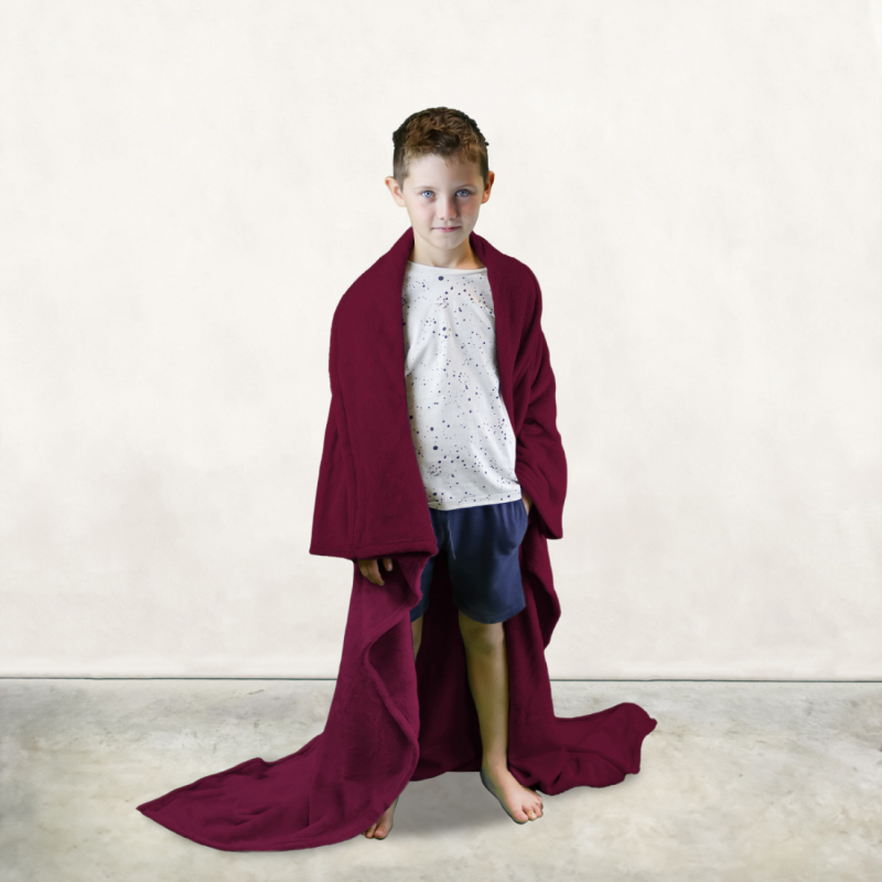 Plaid avec manches - Flanelle - Enfant - Prune