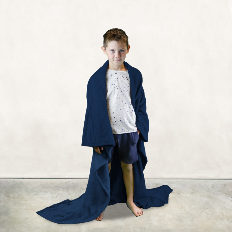 Plaid avec manches - Flanelle - Enfant - Bleu