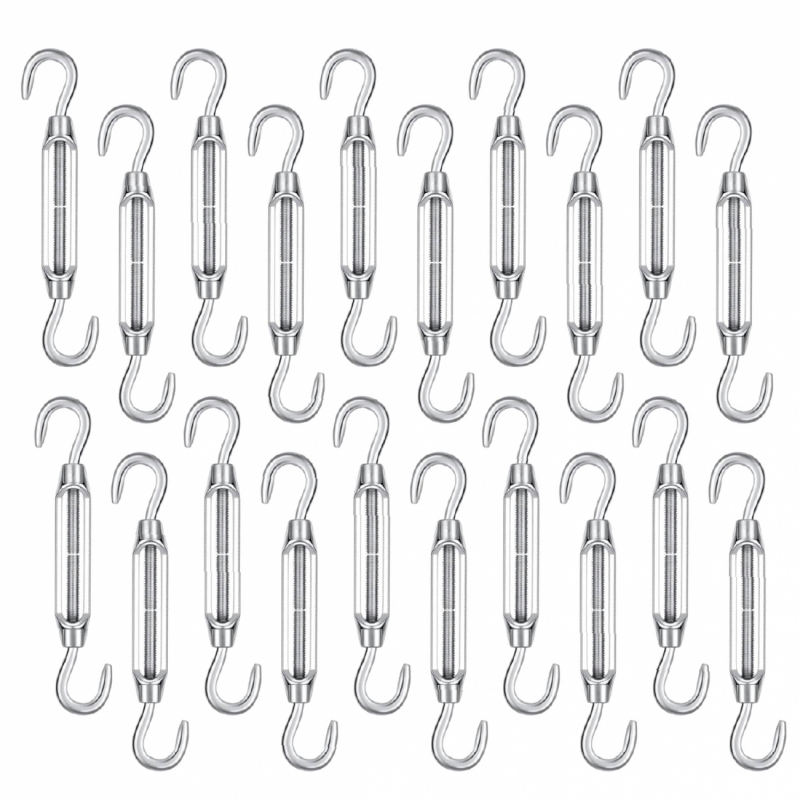 Lot de 20 tendeurs de fil en acier - Double crochets - M6