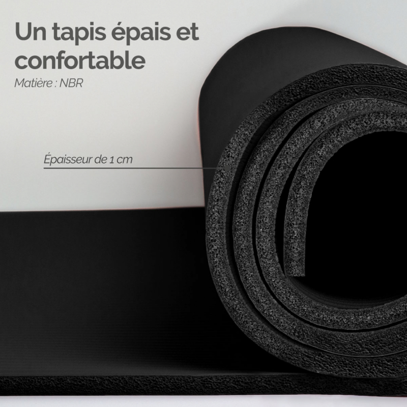 Tapis de Yoga - 186 x 120 cm - Noir