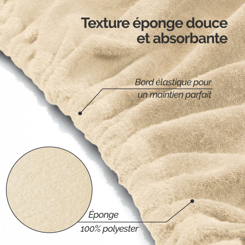 Drap-housse pour table de massage - Confort Plus - Éponge - Beige