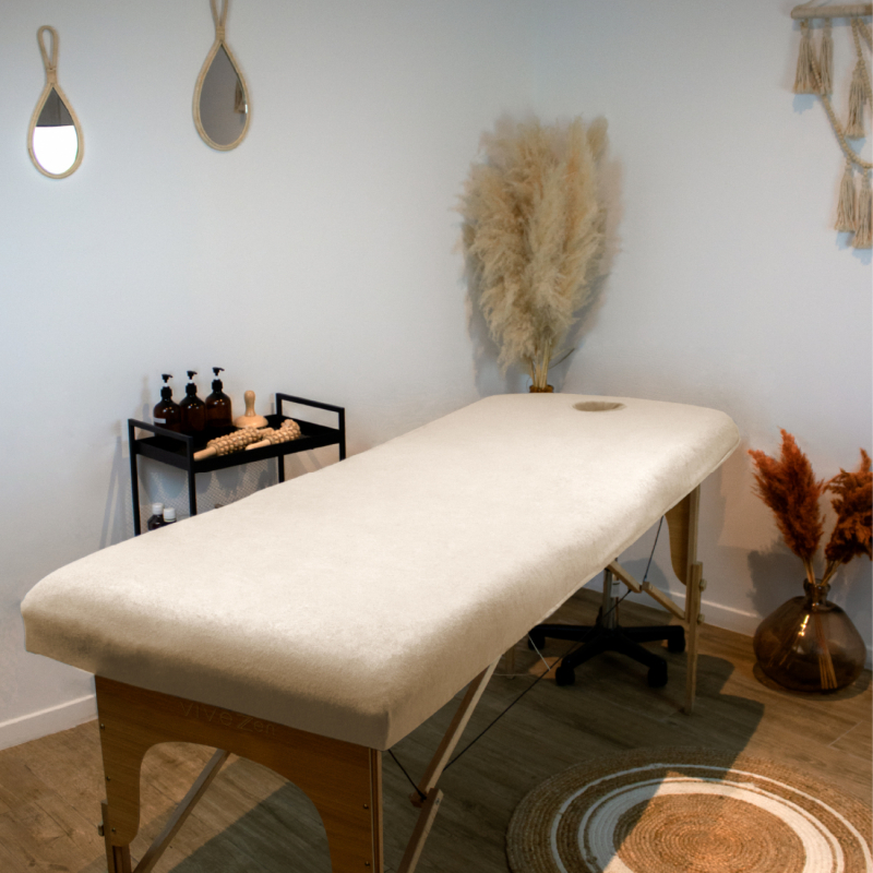 Drap-housse pour table de massage - Confort Plus - Éponge - Beige