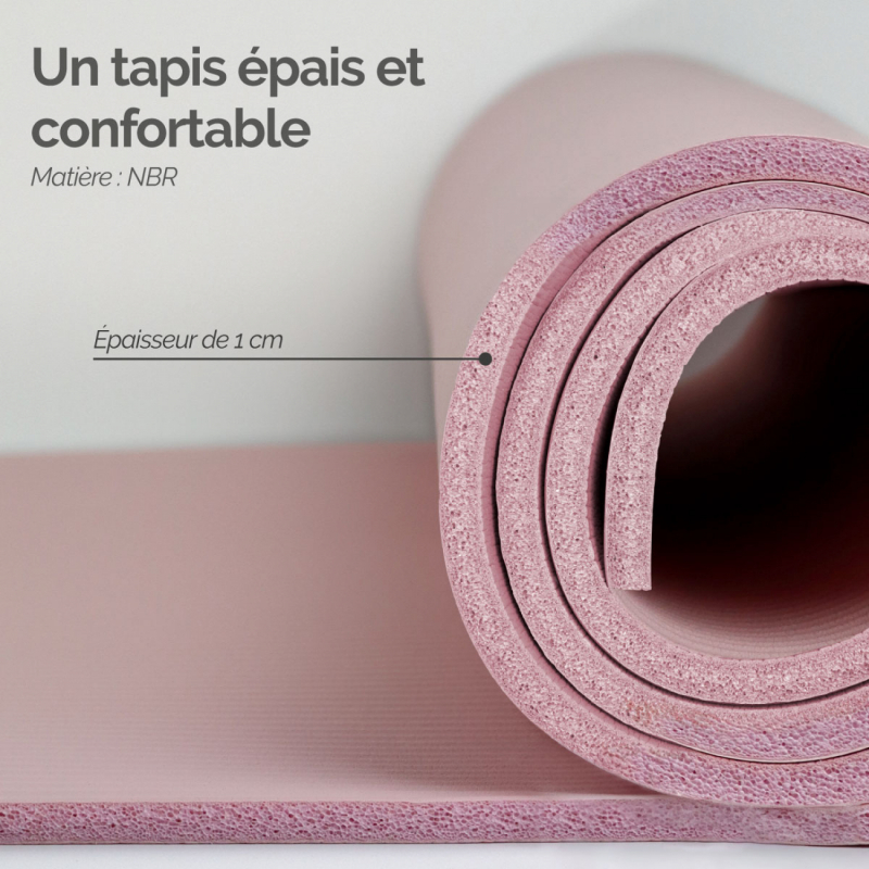 Tapis de yoga - 180 x 60 cm -  Rose