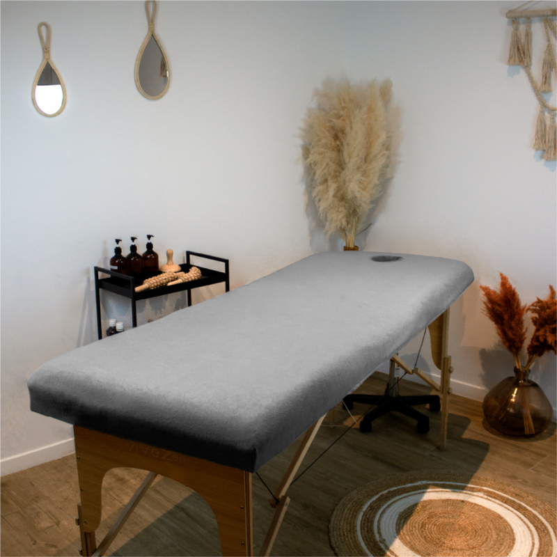 Drap-housse pour table de massage - Confort Plus - Éponge - Gris