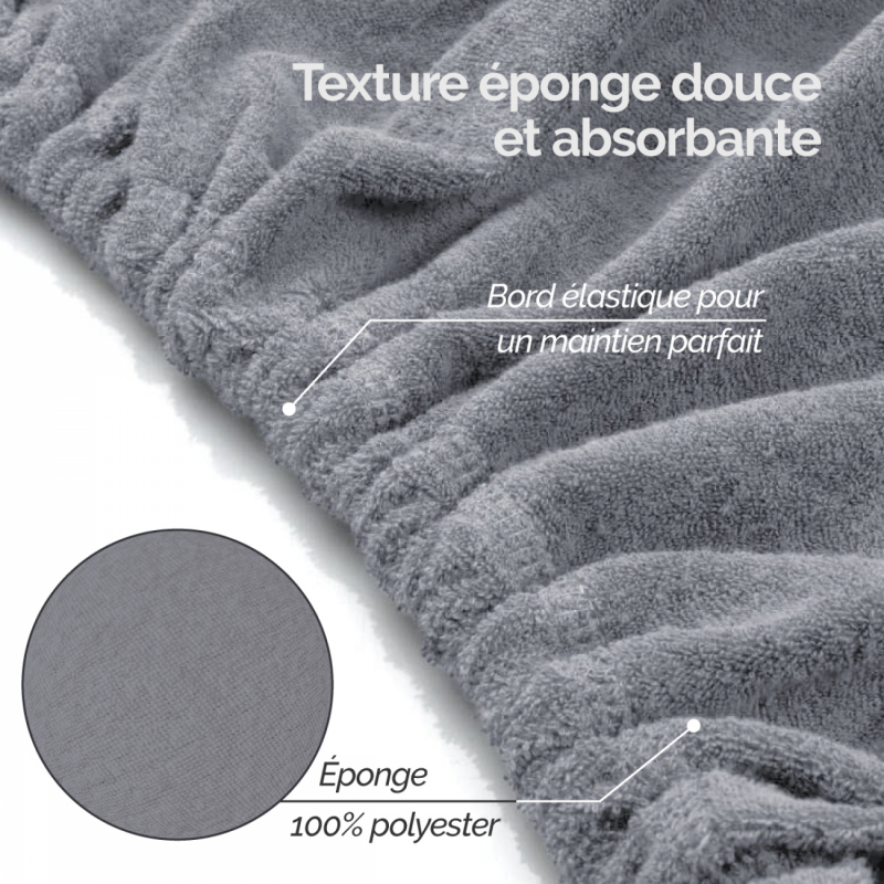 Drap-housse pour table de massage - Confort Plus - Éponge - Gris