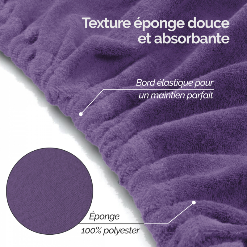 Drap-housse pour table de massage - Confort Plus - Éponge - Violet