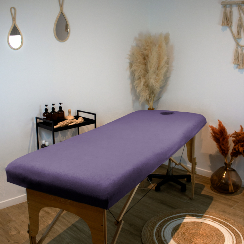 Drap-housse pour table de massage - Confort Plus - Éponge - Violet