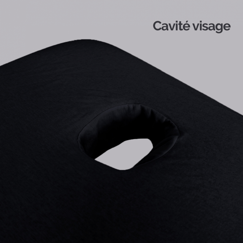 Drap-housse pour table de massage - Confort Plus - Éponge - Noir