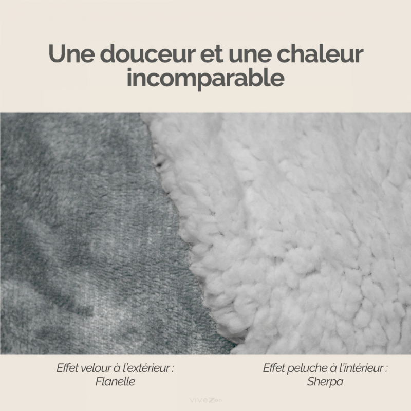 Sweat à capuche, plaid - Sherpa et flanelle - Adulte - Gris clair