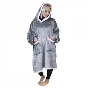 Sweat à capuche, plaid - Sherpa et flanelle - Adulte - Gris clair