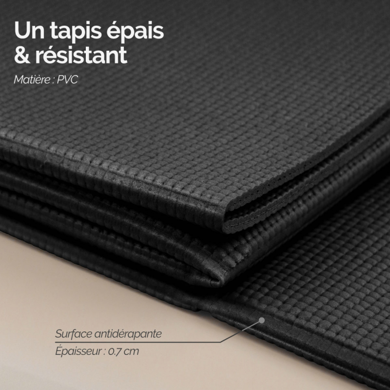 Tapis de yoga pliable - 61 x 183 cm - Noir