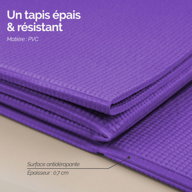 Tapis de yoga pliable - 61 x 183 cm - Violet