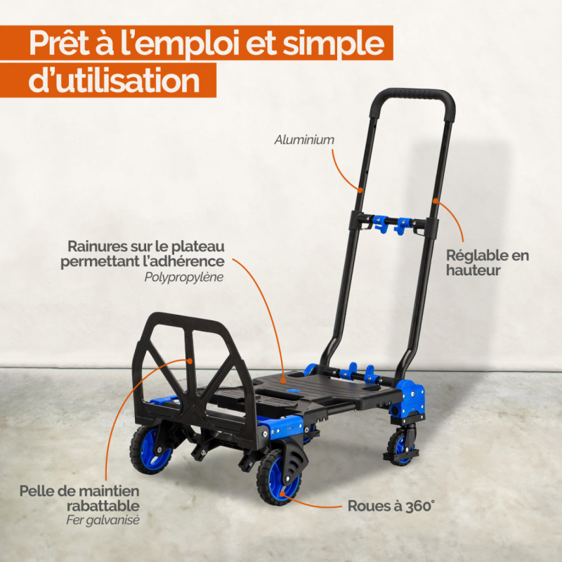 Diable chariot 2 en 1 pliable