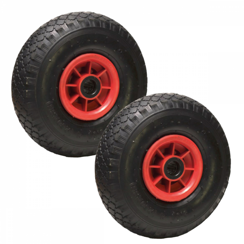 Lot de 2 roues gonflables pour chariot - 3.00 - 4 - Alésage 25 mm