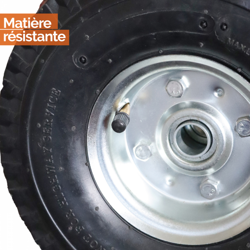 Roue gonflable pour chariot - 4.10 / 3.50 - 4 - Alésage 20 mm