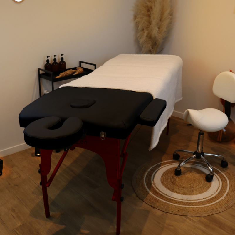 Table de massage bois foncé - 2 Zones - Noir