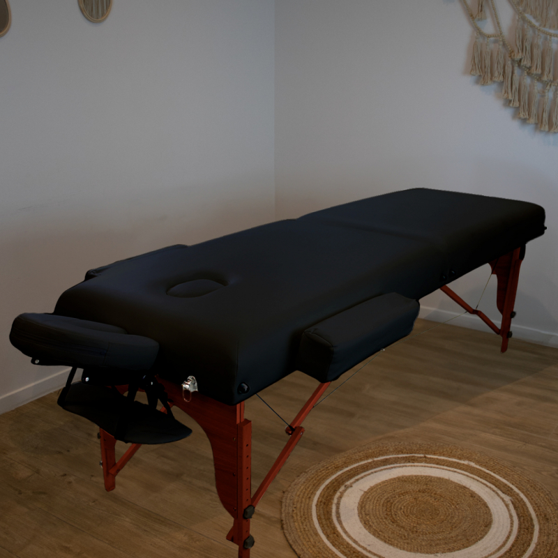 Table de massage bois foncé confort plus - 2 Zones - Noir