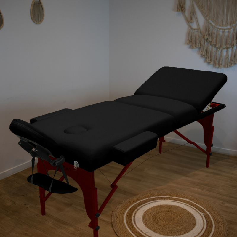 Table de massage bois foncé confort plus - 3 Zones - Noir