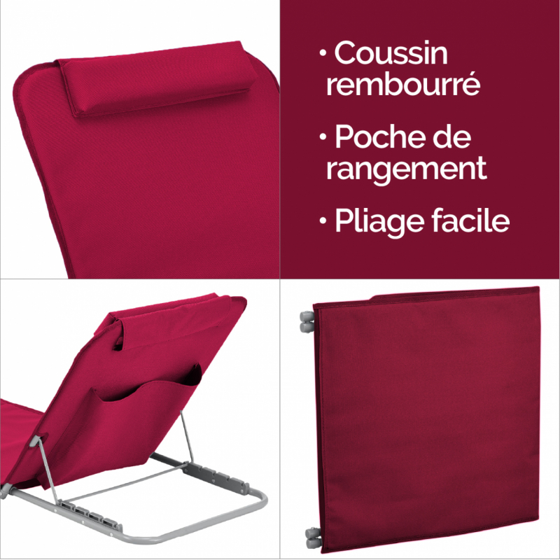 Tapis de plage avec dossier - Framboise