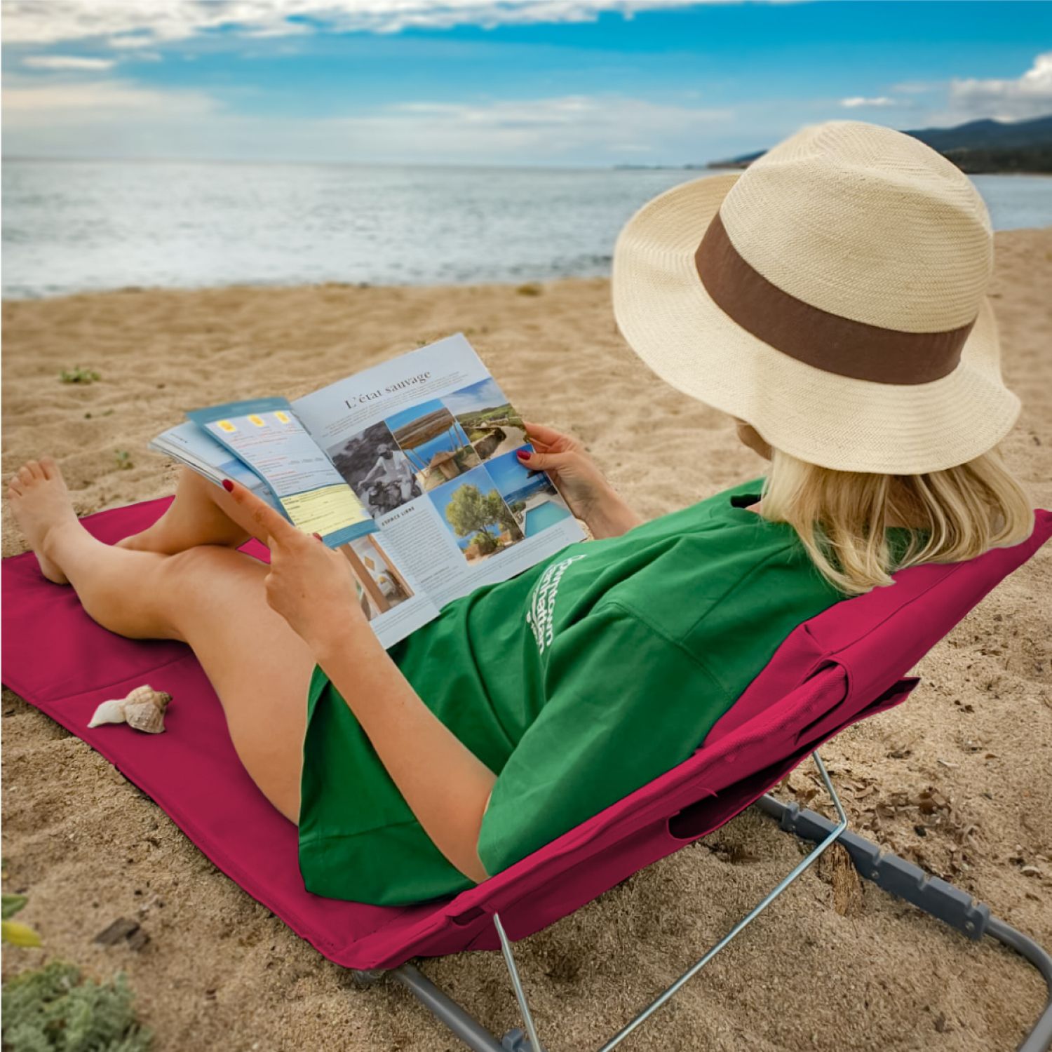 Tapis De Plage Pliable BONEX 180x60 Cm - Rembourré En Mousse, Confortable - Sac De Transport Inclus - Pour Plage, Jardin, Piscine