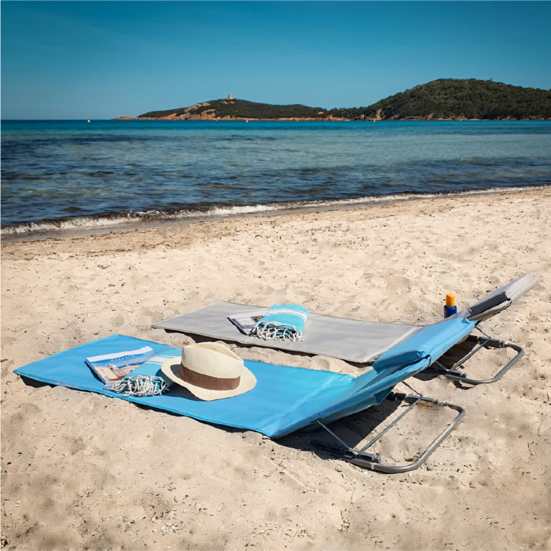 Tapis de plage avec dossier - Bleu marine