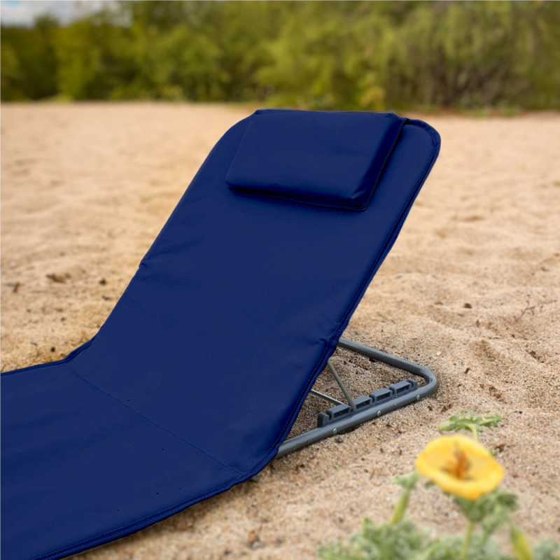 Tapis de plage avec dossier - Bleu marine