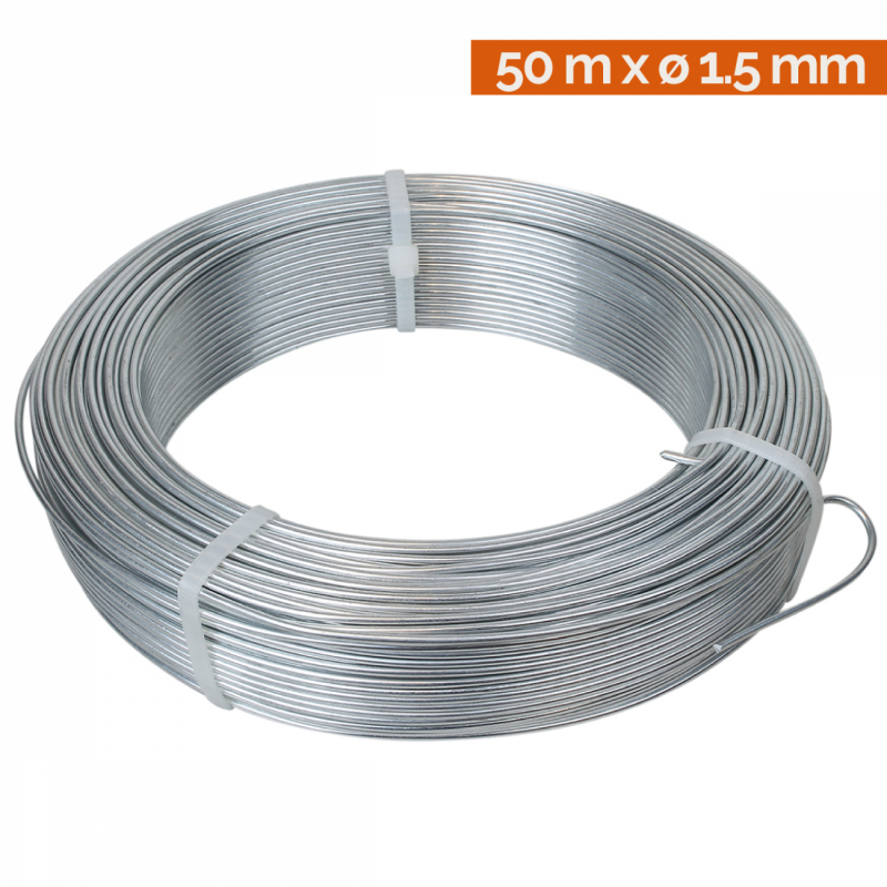 Fil d'attache galvanisé - 50 m x 1.5mm ø - Gris