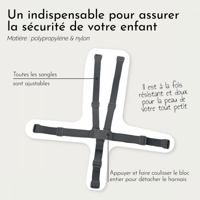 Harnais de sécurité pour chaise haute Délice - Gris