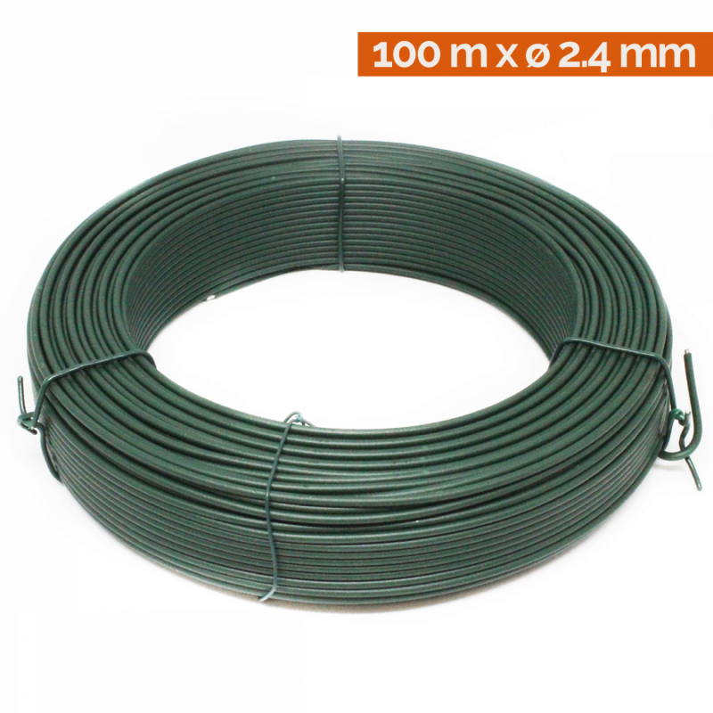 Fil de tension plastifié - 100 m x 2.4 mm ø - Vert