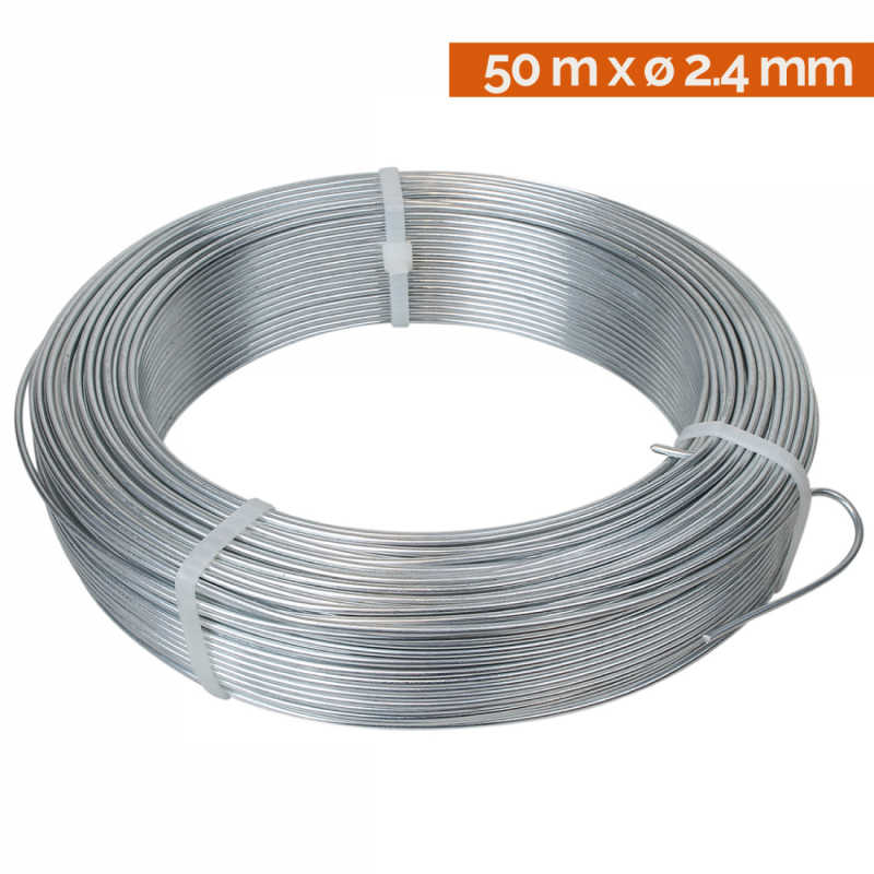 Fil de tension galvanisé - 50 m x 2.4 mm ø - Gris