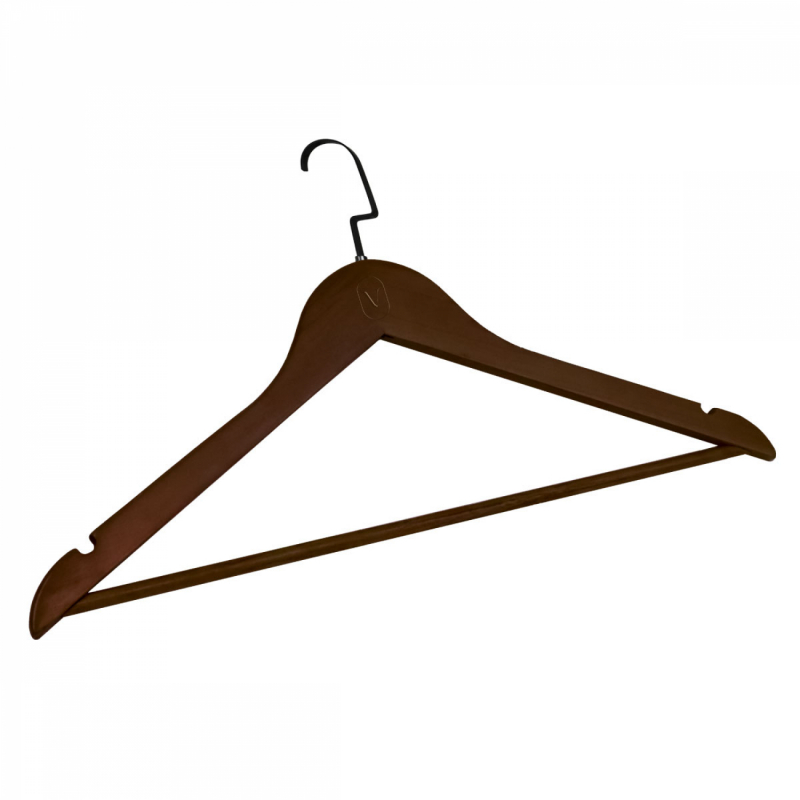 Lot de 10 cintres pour adulte premium + - Bois foncé