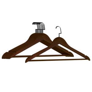 Lot de 10 cintres pour adulte premium + - Bois foncé
