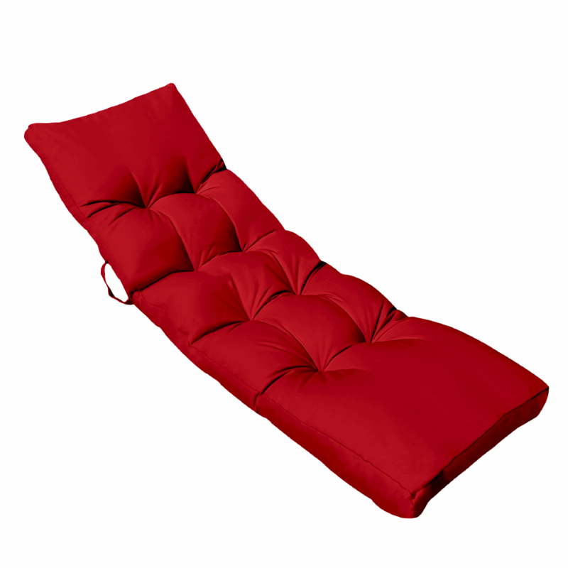 Coussin pour bain de soleil capitonné - 185 x 55 cm - Rouge