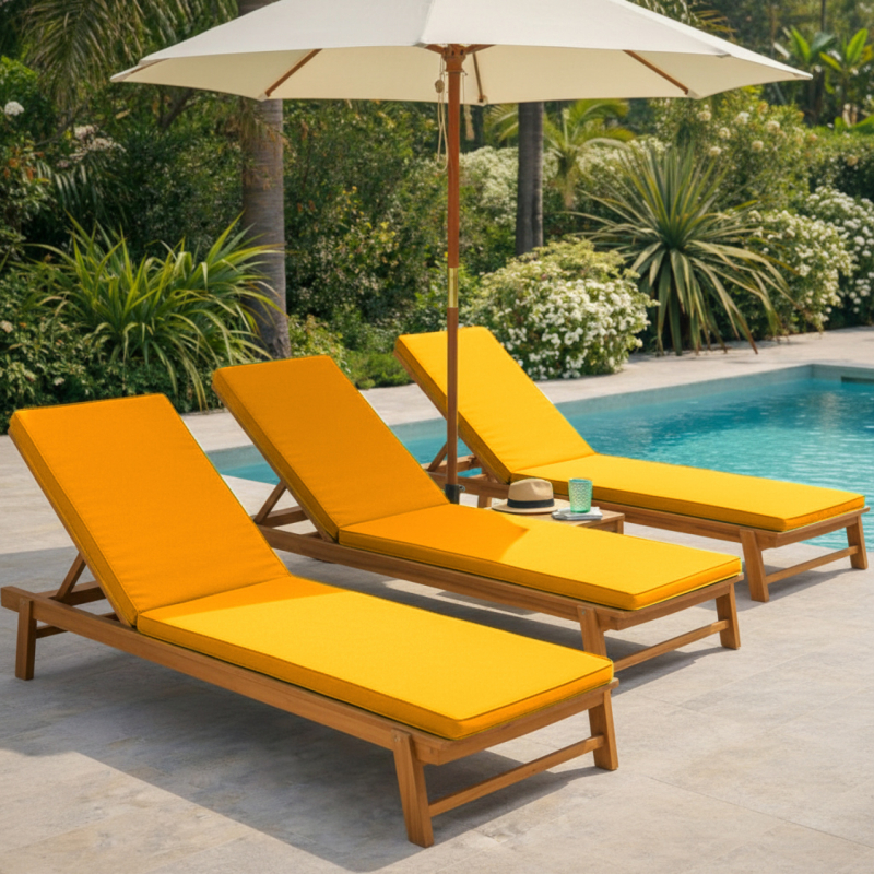 Coussin pour bain de soleil déhoussable - 183 x 60 cm - Jaune