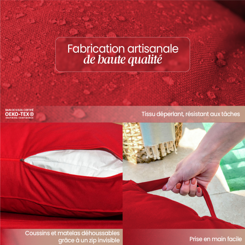 Kit de coussins déhoussables pour palette - Rouge