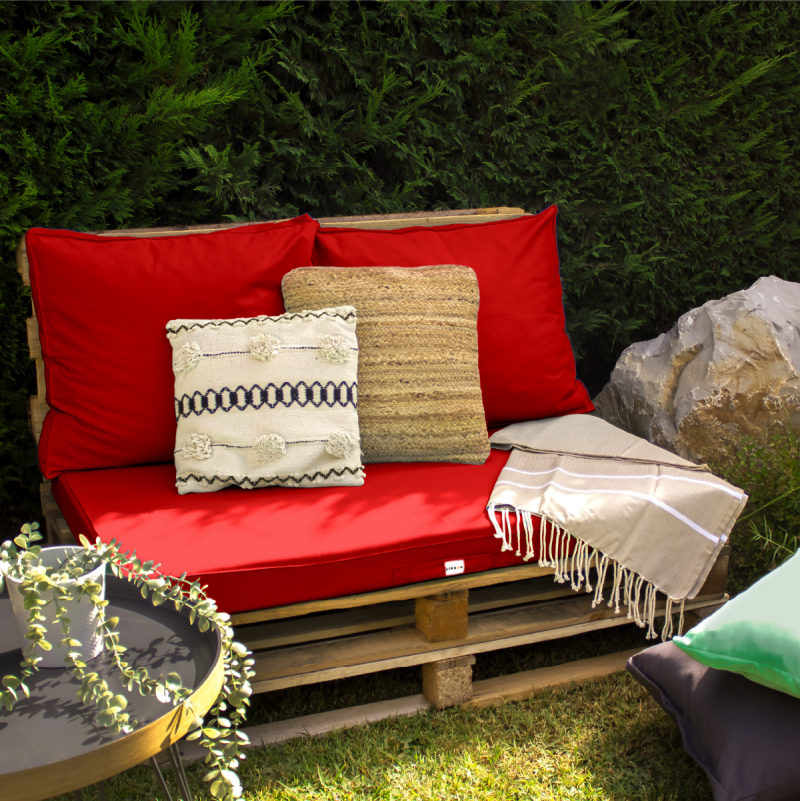 Kit de coussins déhoussables pour palette - Rouge