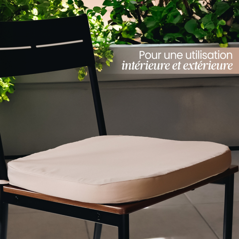 Lot de 4 galettes déhoussables pour chaise - Beige