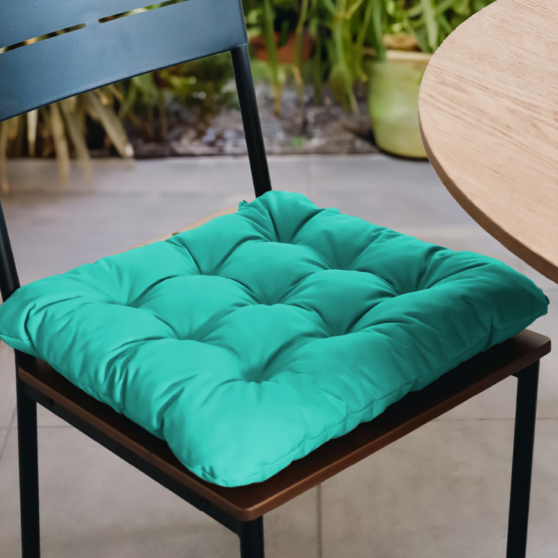 Lot de 4 galettes capitonnées pour chaise - Bleu turquoise