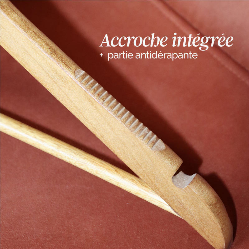 Lot de 10 cintres pour adulte premium - Bois clair