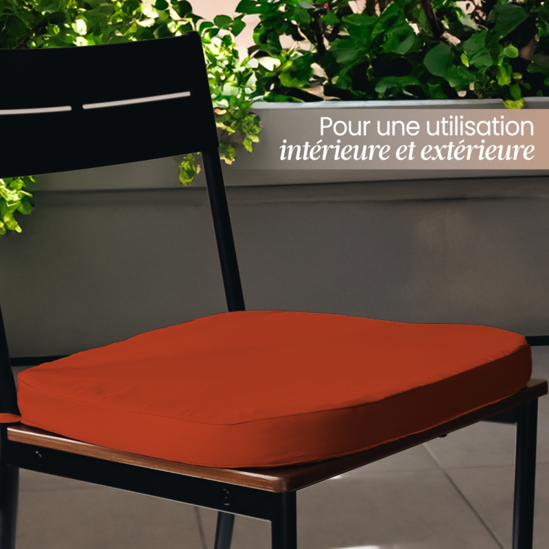 Lot de 4 galettes déhoussables pour chaise - Terracotta