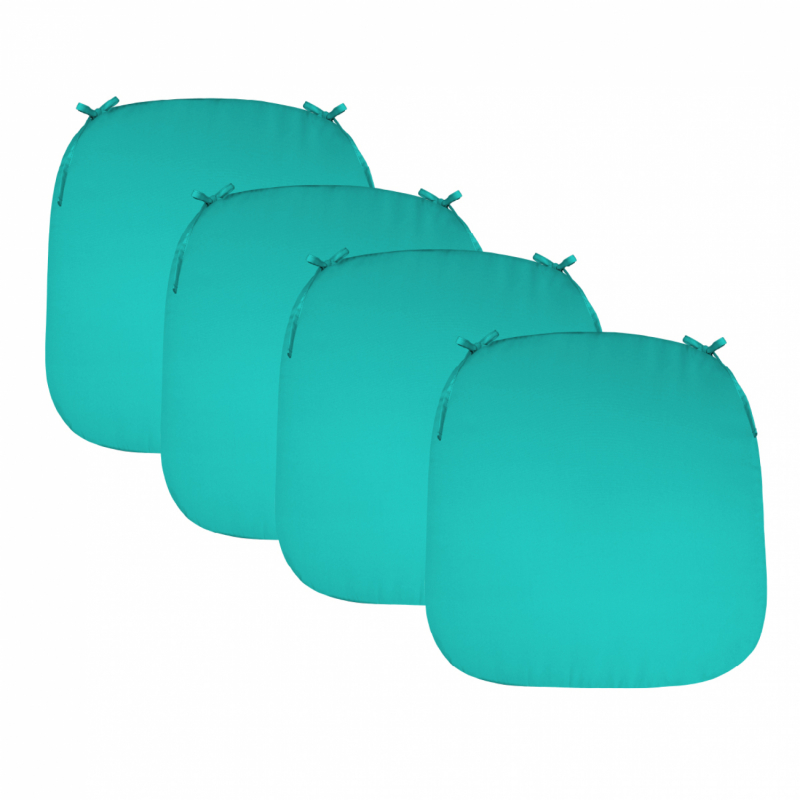 Lot de 4 galettes déhoussables pour chaise - Bleu turquoise