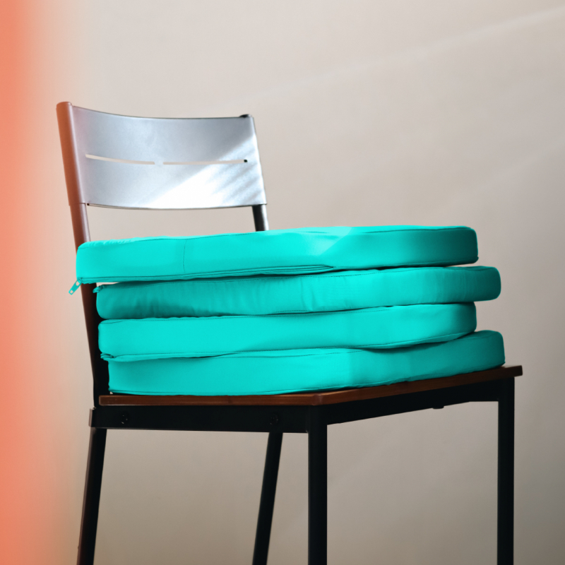 Lot de 4 galettes déhoussables pour chaise - Bleu turquoise