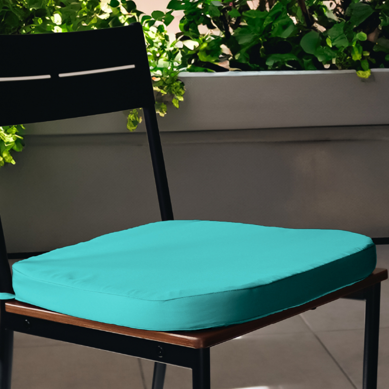 Lot de 4 galettes déhoussables pour chaise - Bleu turquoise