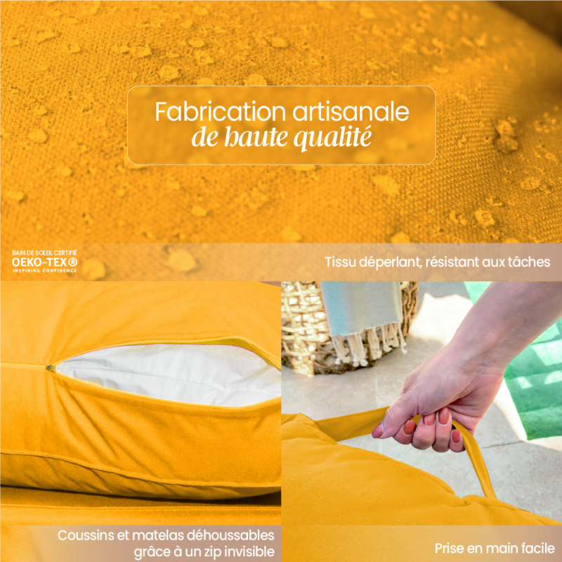 Kit de coussins déhoussables pour palette - Jaune