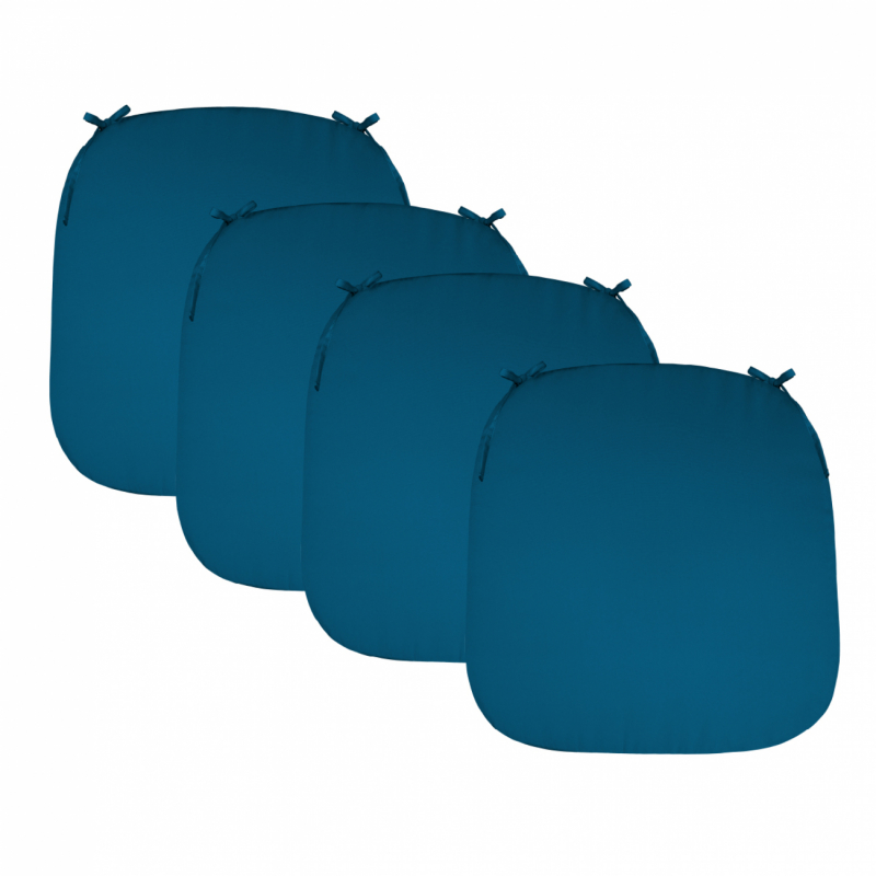 Lot de 4 galettes déhoussables pour chaise - Bleu azur